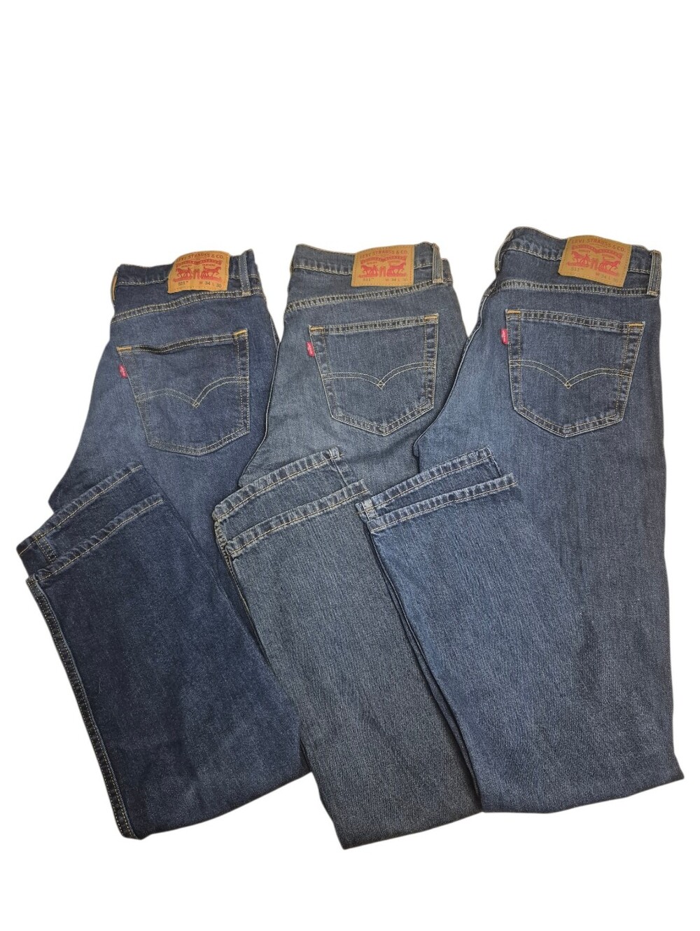 Men's Levi's 511 Straight Leg 3 Piece Blue Denim Jeans Bundle 34x30